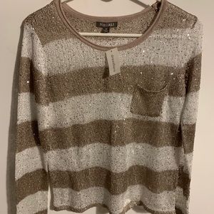 Striped sequins sweater